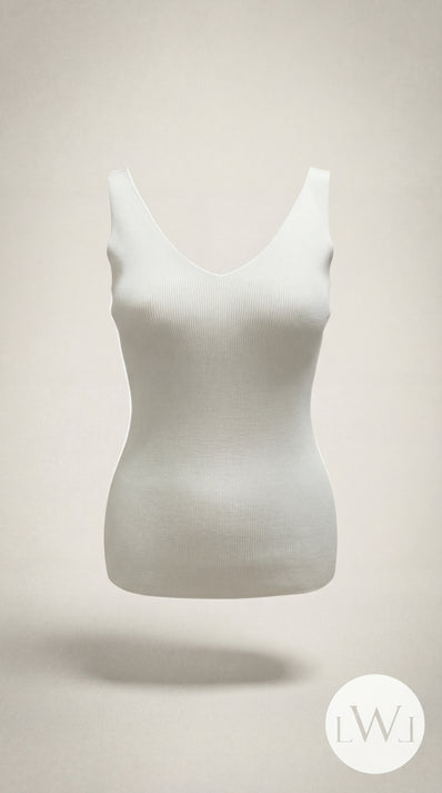 V Yaka Fitilli Triko Atlet/Body Beyaz