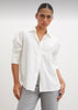 Keten Görünümlü Beyaz Oversize Klasik Gömlek