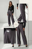 Yüksek Bel Pileli Kemer Bol Paça Wide Leg Kadın Kumaş Pantolon Füme