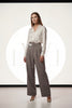 High Waist Pleated Belt Wide Leg Women's Fabric Trousers