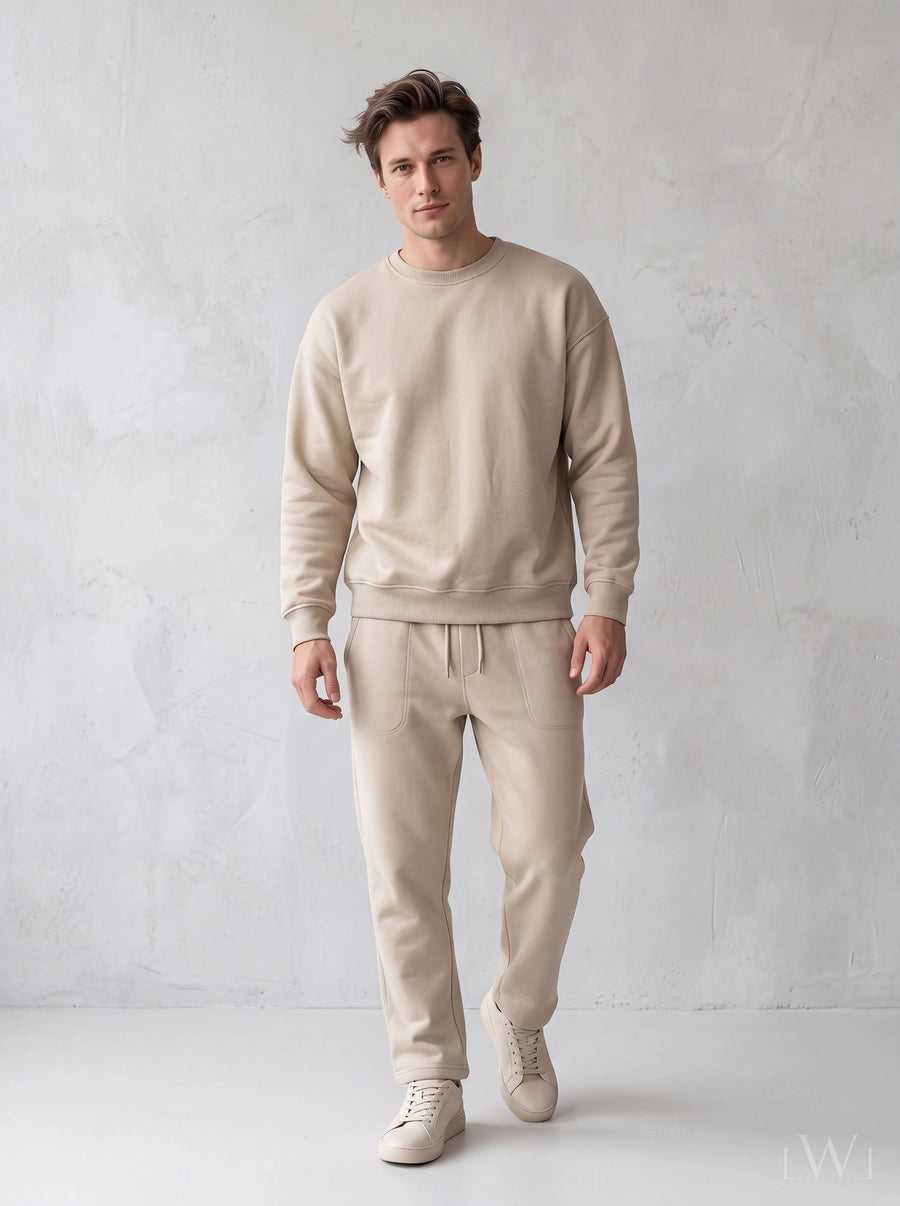 Erkek Bisiklet Yaka Şardonlu Sweatshirt - Pamuk Karışımlı Esnek Rahat Kesim
