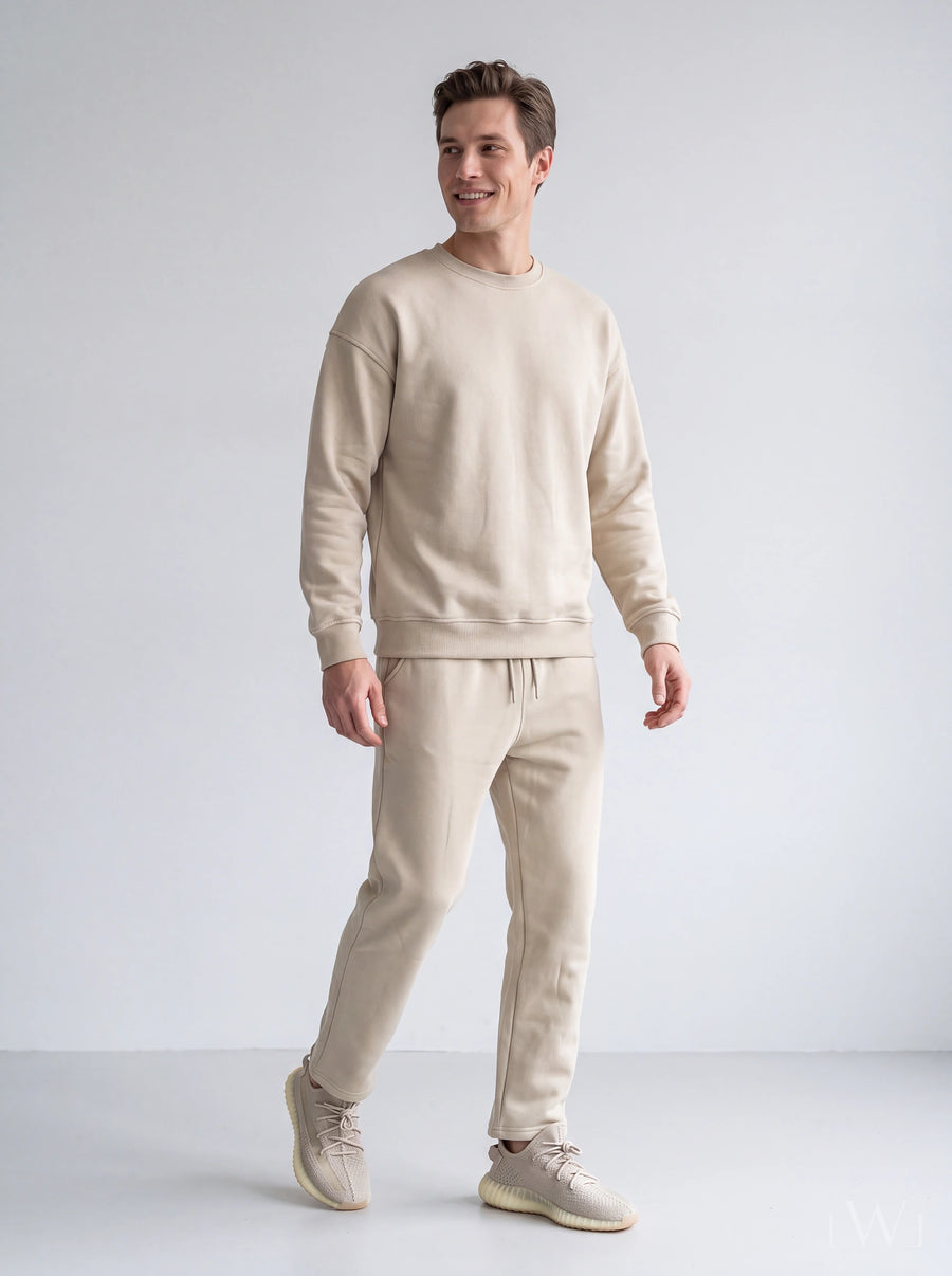 Erkek Bisiklet Yaka Şardonlu Sweatshirt - Pamuk Karışımlı Esnek Rahat Kesim