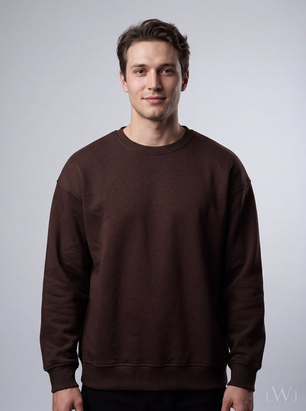 Erkek Bisiklet Yaka Şardonlu Sweatshirt - Pamuk Karışımlı Esnek Rahat Kesim