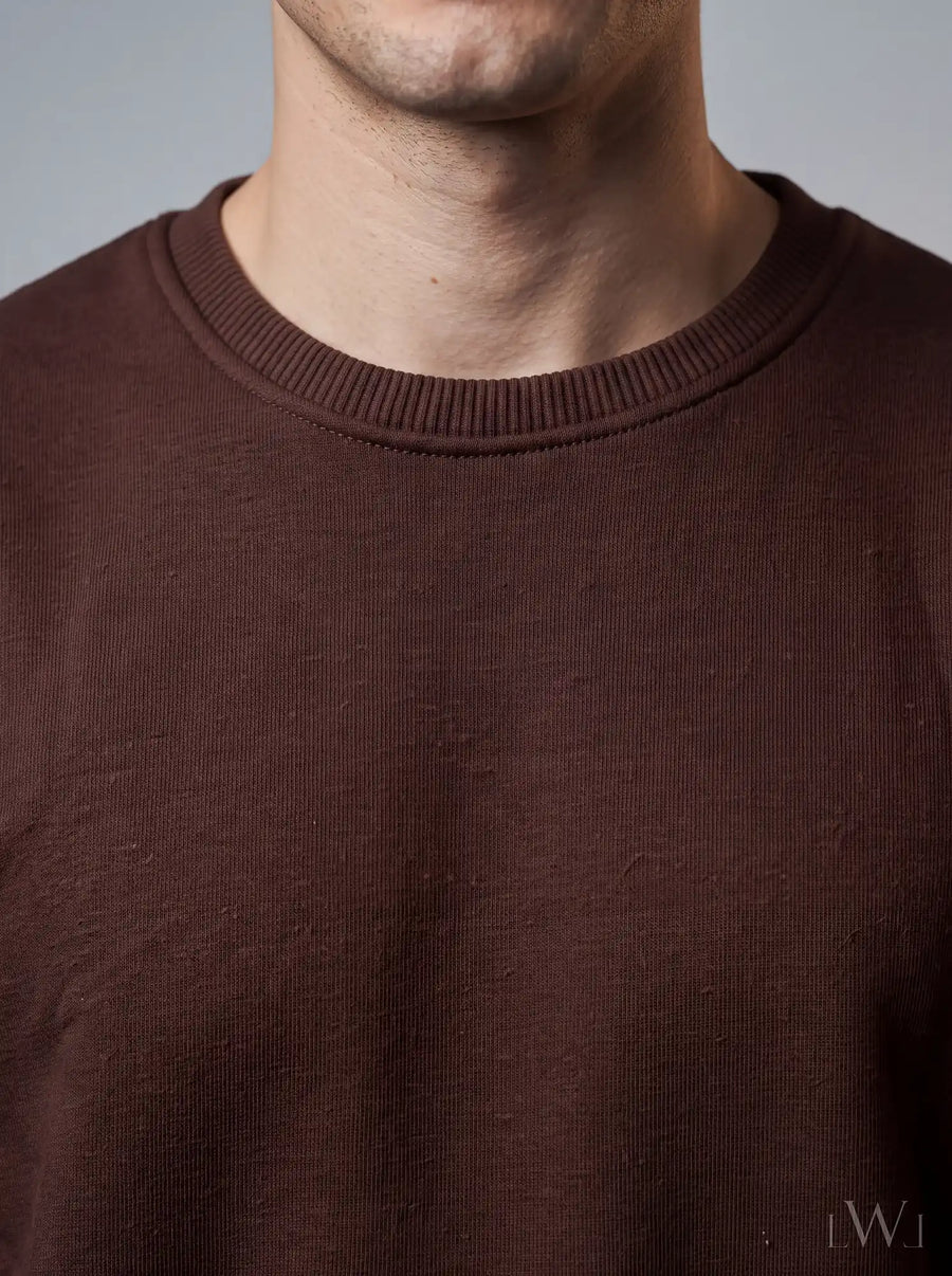 Erkek Bisiklet Yaka Şardonlu Sweatshirt - Pamuk Karışımlı Esnek Rahat Kesim