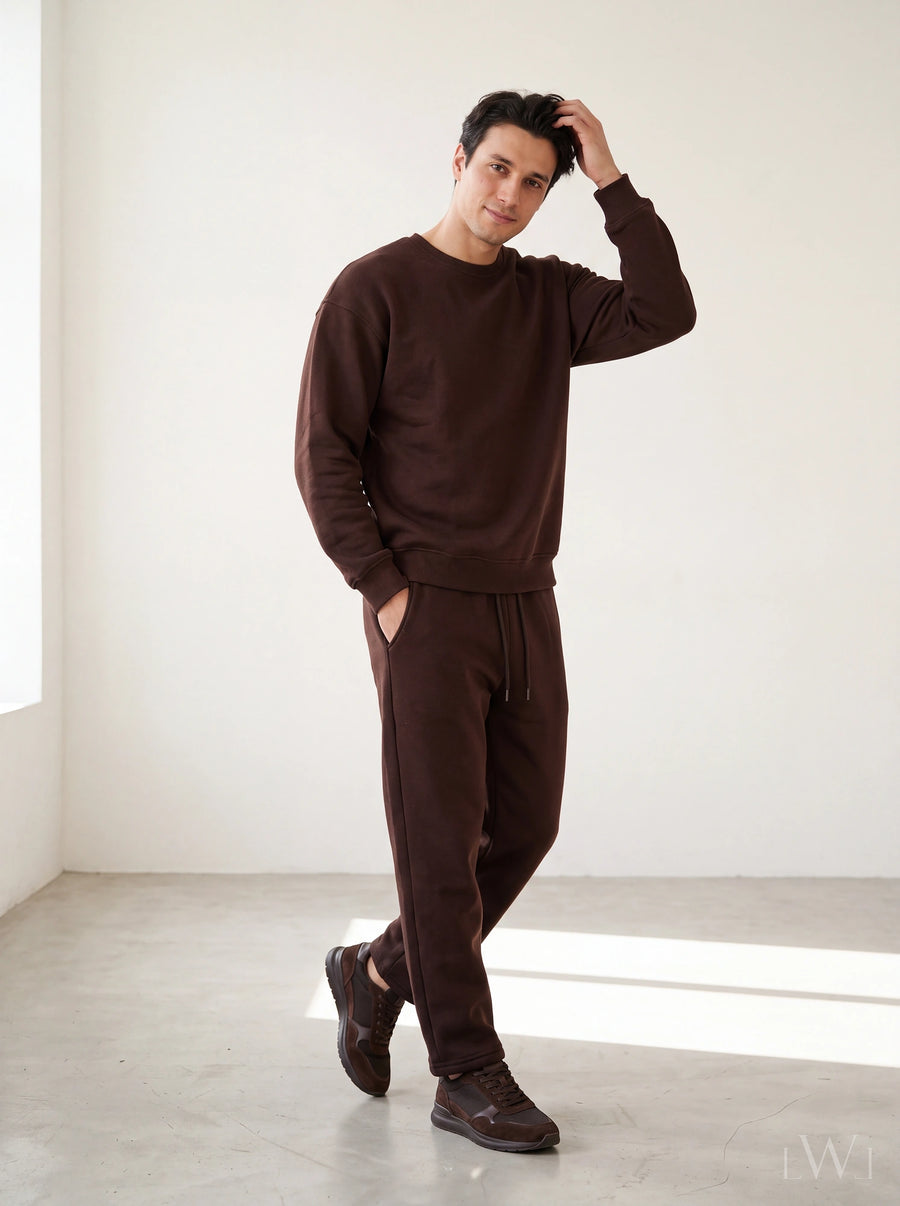 Erkek Bisiklet Yaka Şardonlu Sweatshirt - Pamuk Karışımlı Esnek Rahat Kesim