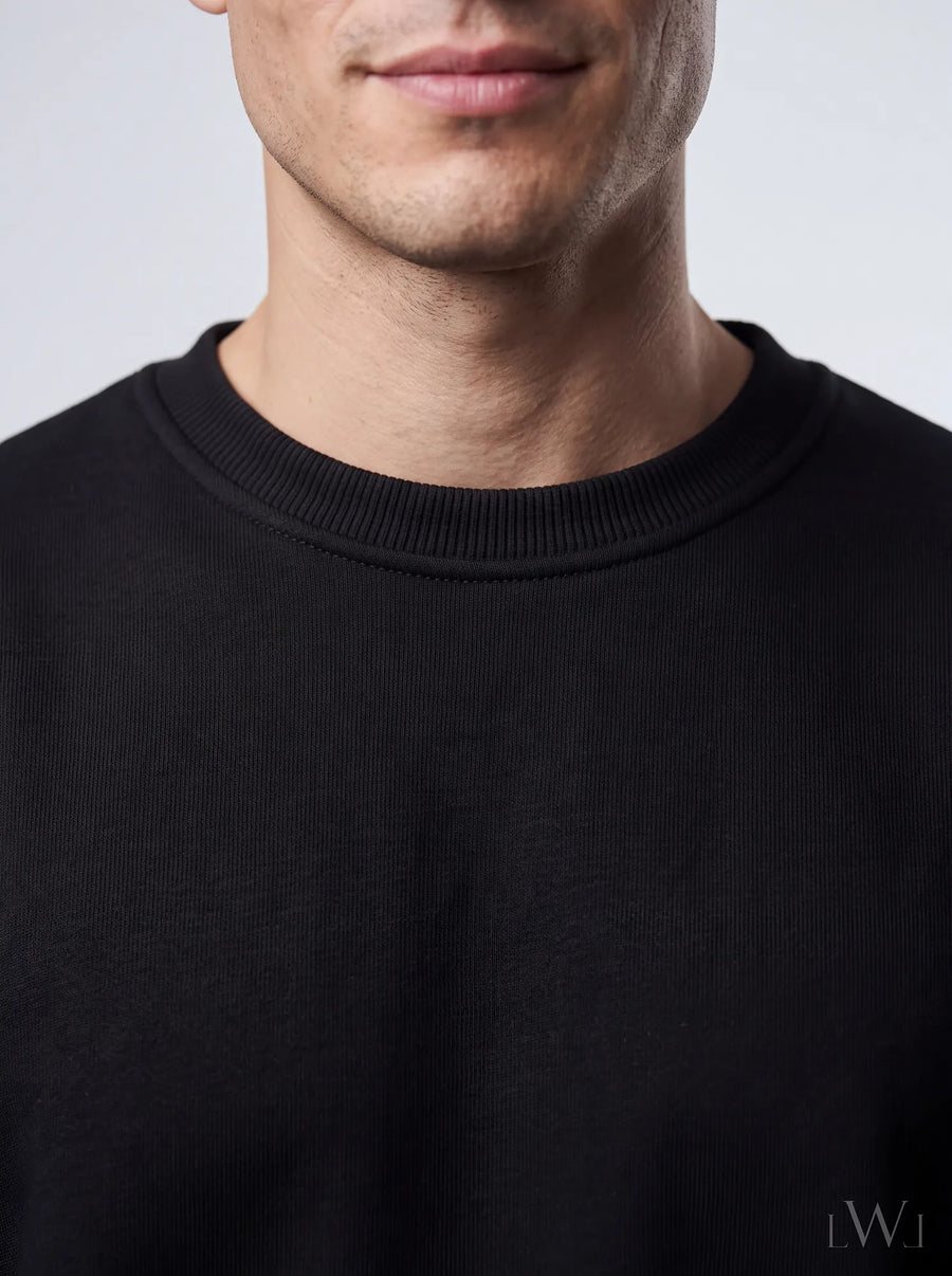 Erkek Bisiklet Yaka Şardonlu Sweatshirt - Pamuk Karışımlı Esnek Rahat Kesim