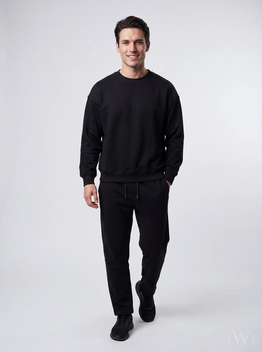 Erkek Bisiklet Yaka Şardonlu Sweatshirt - Pamuk Karışımlı Esnek Rahat Kesim