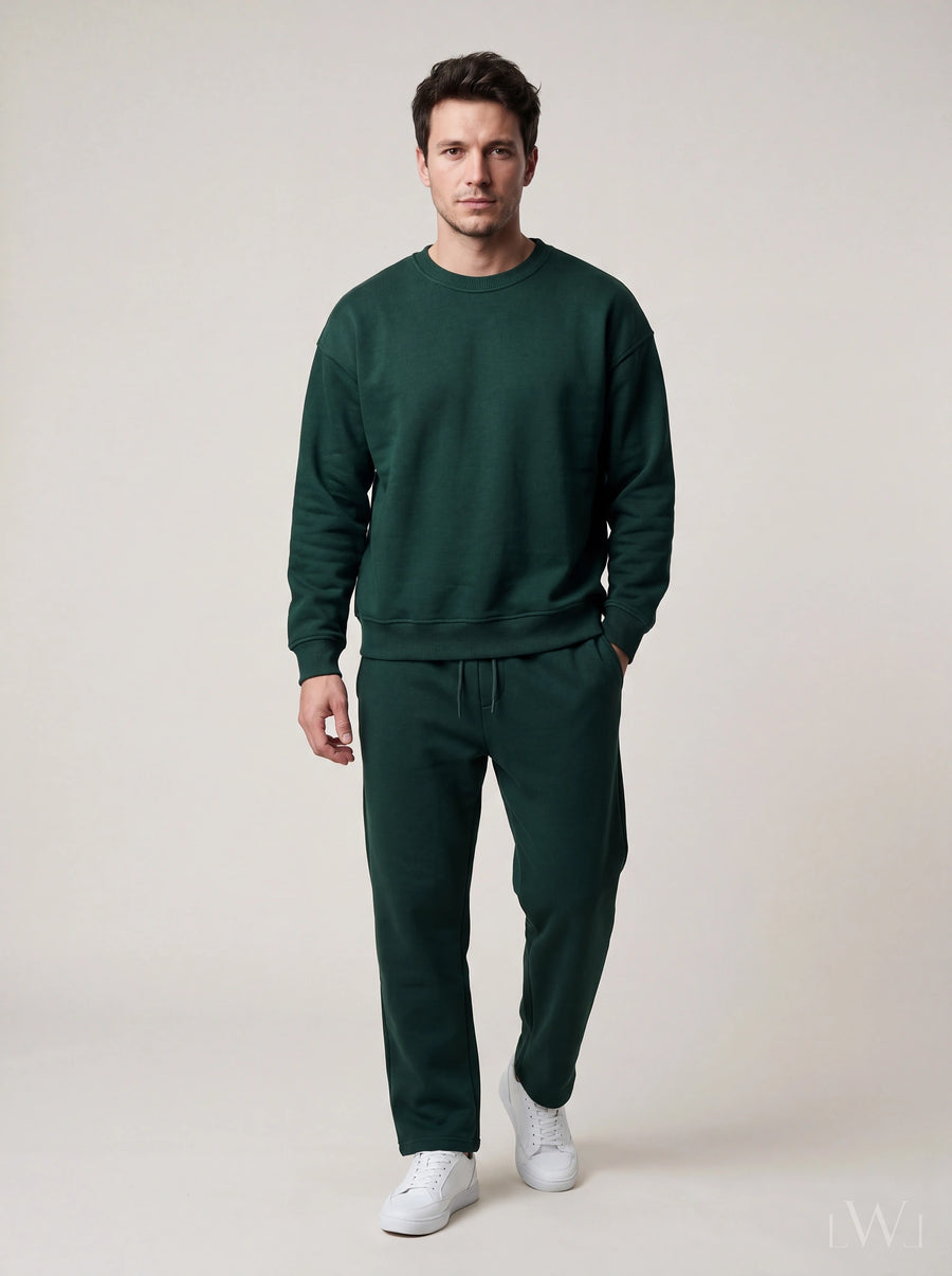 Erkek Bisiklet Yaka Şardonlu Sweatshirt - Pamuk Karışımlı Esnek Rahat Kesim