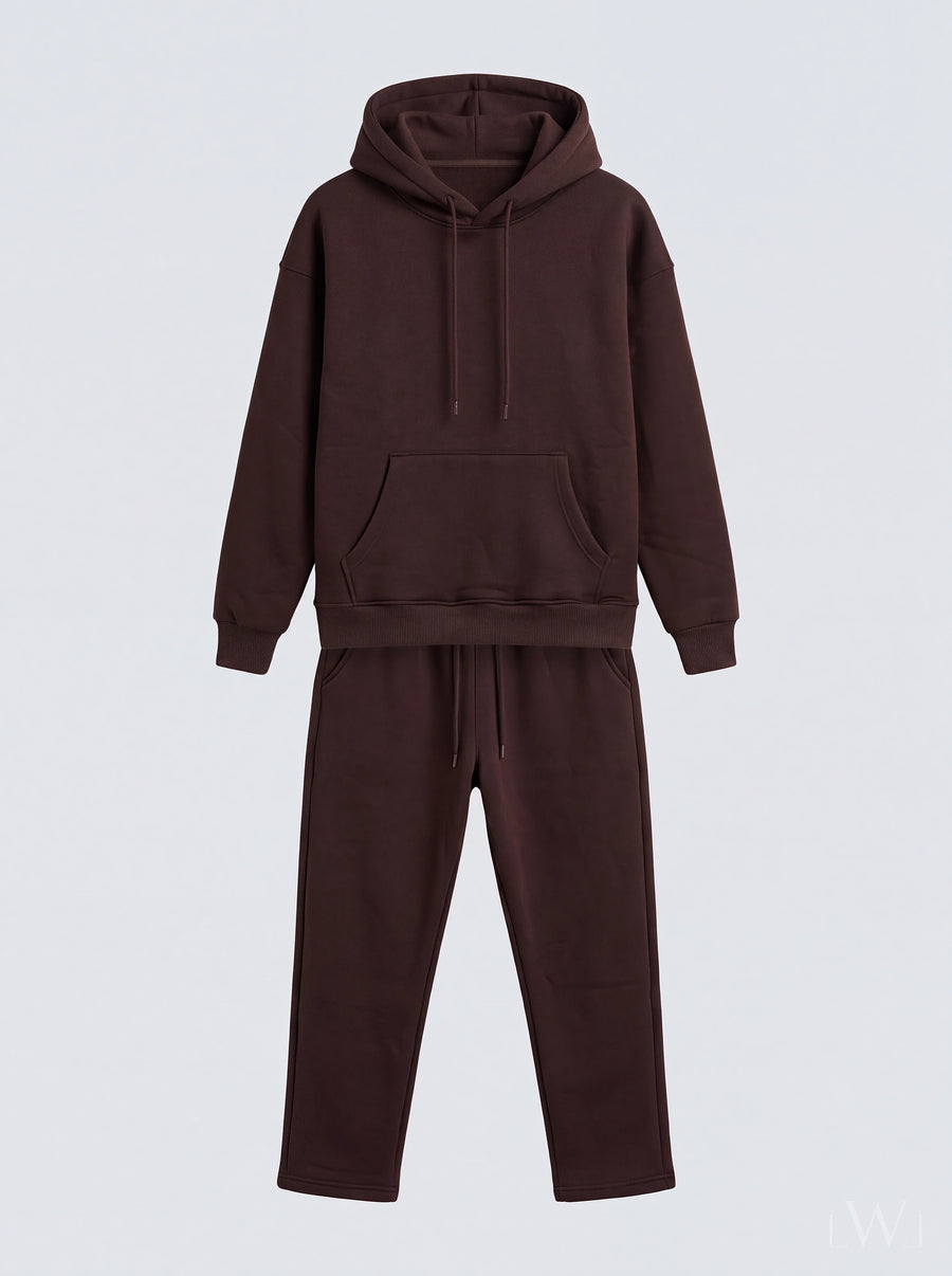 Erkek İçi Şardonlu Kışlık Hoodie Eşofman Takımı | Rahat Kesim