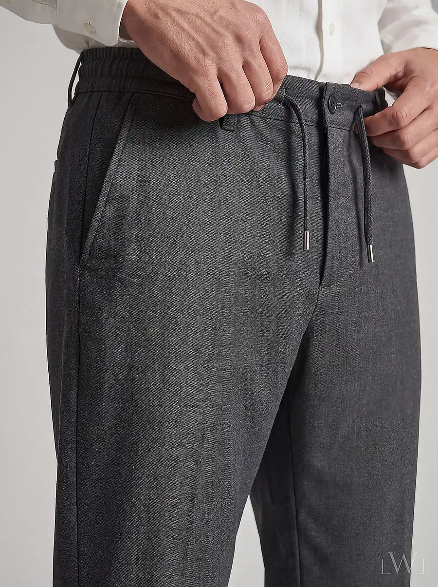 LWL Erkek Smart-Casual Jogger Pantolon - Esnek Slim Fit Kesim Antrasit - görsel 02