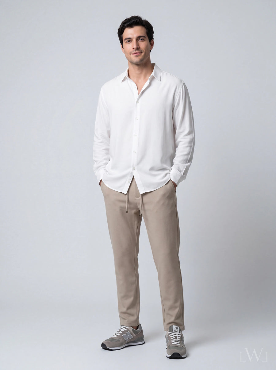 LWL Erkek Smart-Casual Jogger Pantolon - Esnek Slim Fit Kesim Bej - görsel 01