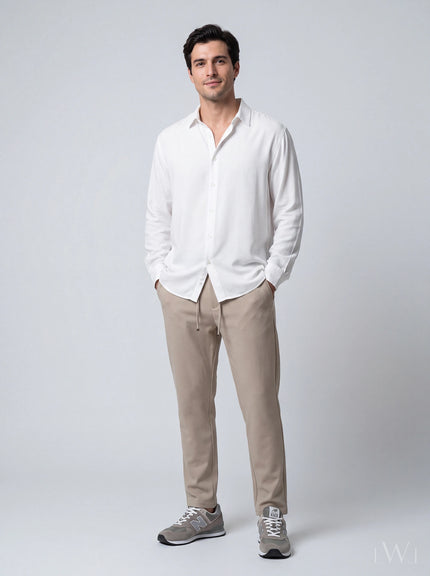 LWL Erkek Smart-Casual Jogger Pantolon - Esnek Slim Fit Kesim Bej - görsel 01