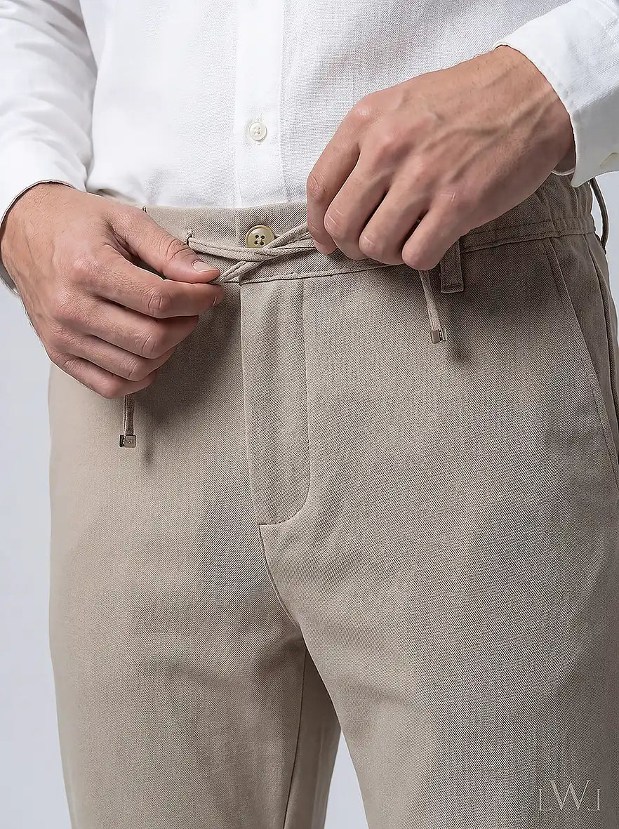 LWL Erkek Smart-Casual Jogger Pantolon - Esnek Slim Fit Kesim Bej - görsel 02