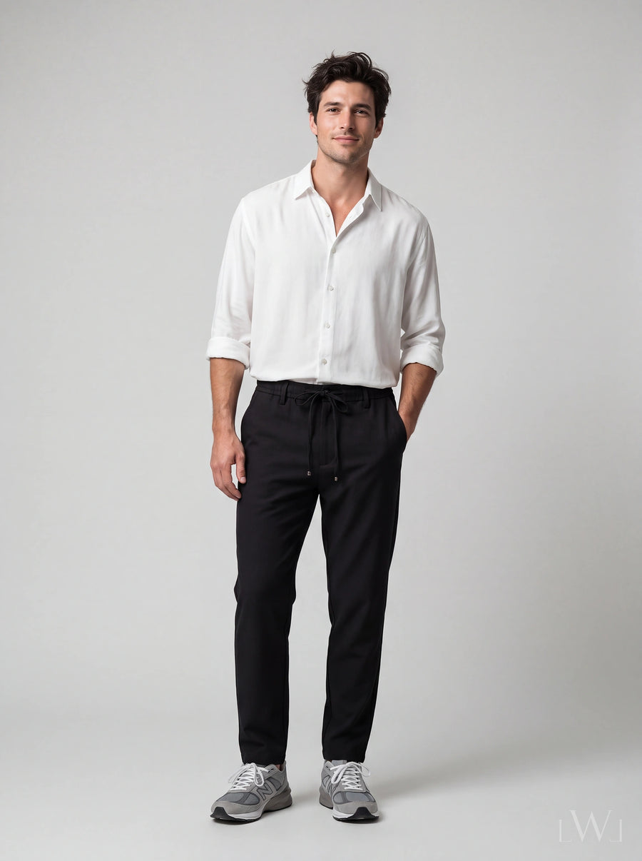 LWL Erkek Smart-Casual Jogger Pantolon - Esnek Slim Fit Kesim Siyah - görsel 01