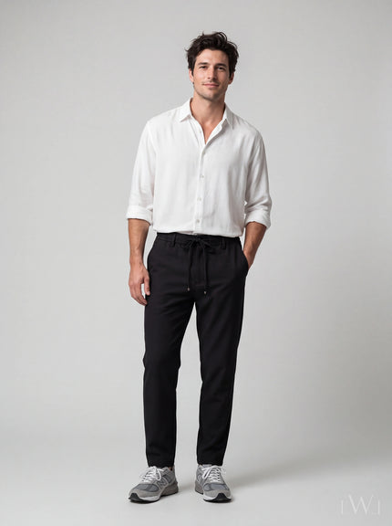 LWL Erkek Smart-Casual Jogger Pantolon - Esnek Slim Fit Kesim Siyah - görsel 01