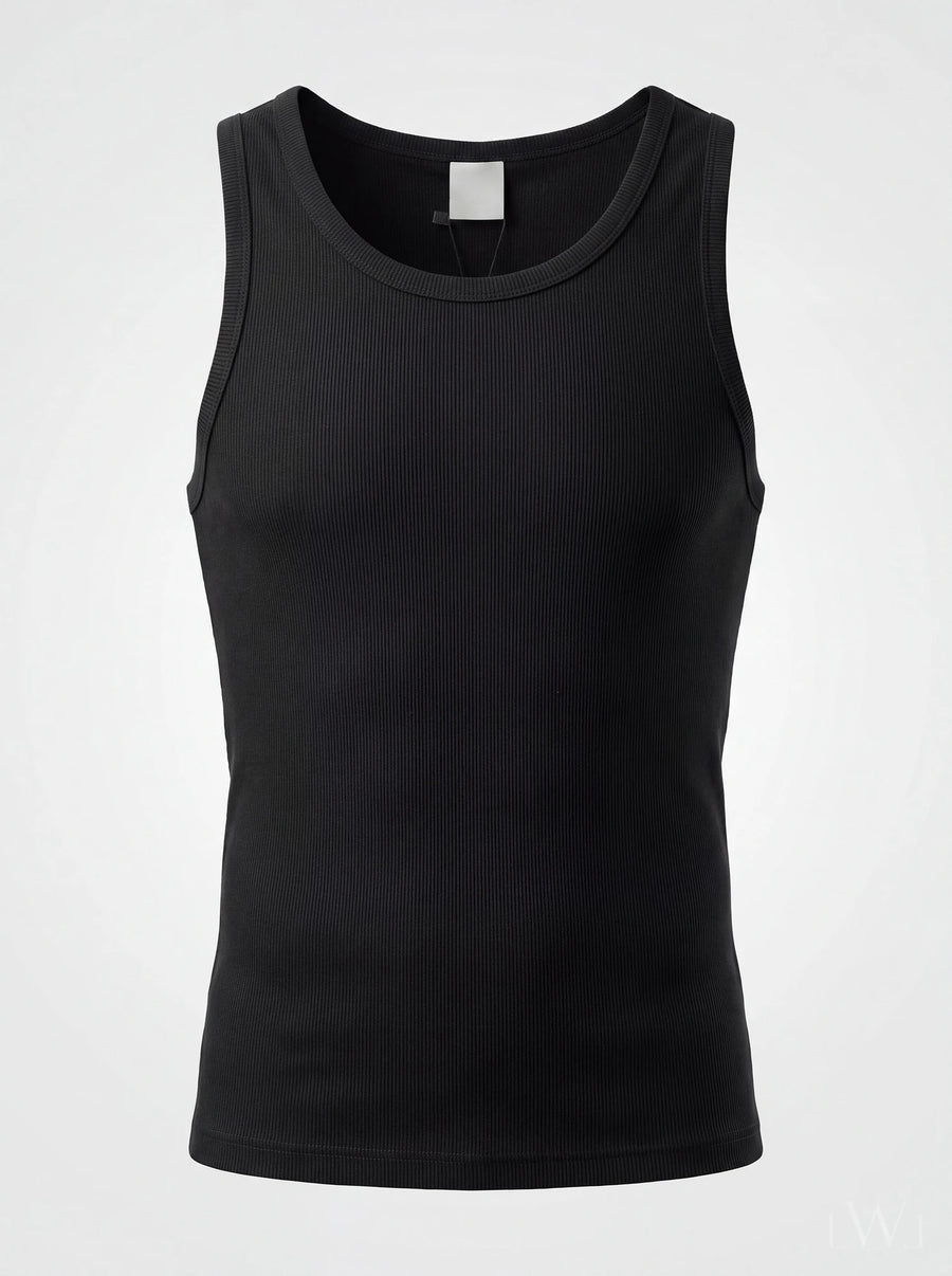 LWL LWL Erkek Pamuklu Kaşkorse Atlet - Siyah Esnek Fit Tank Top Siyah - görsel 01
