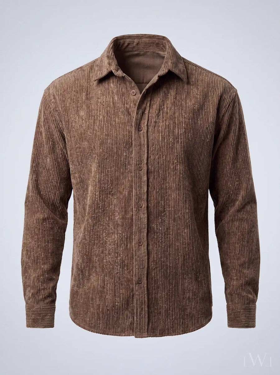 LWL OVERSIZE EFEKTLİ KADİFE GÖMLEK Bej - görsel 03